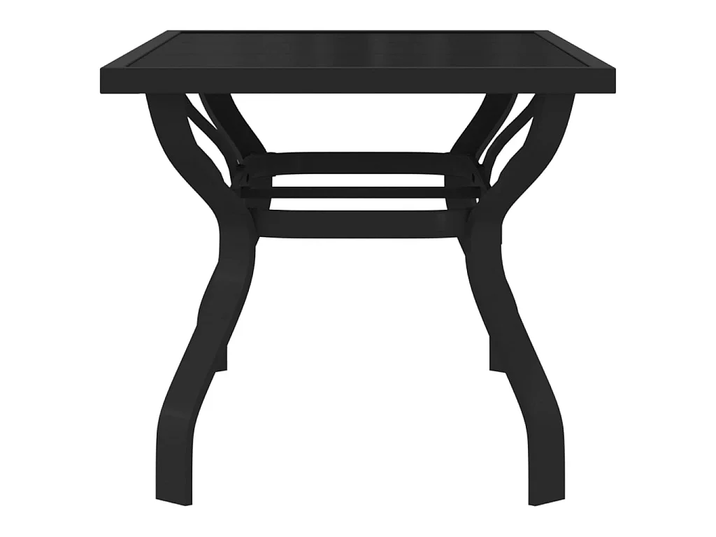 Mesa de jardim 140x70x70 cm aço e vidro preto PT228771