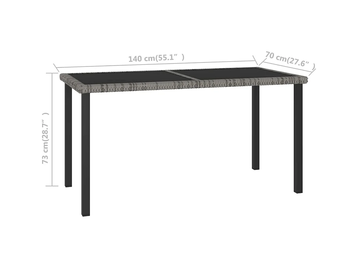Table à manger de jardin Gris 140x70x73 cm Résine tressée GHR11457