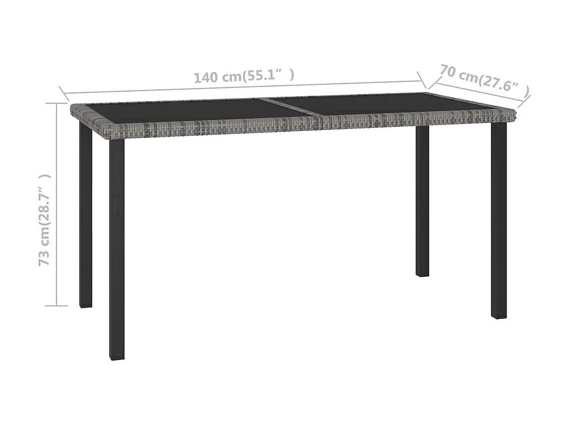 Table à manger de jardin Gris 140x70x73 cm Résine tressée GHR11457