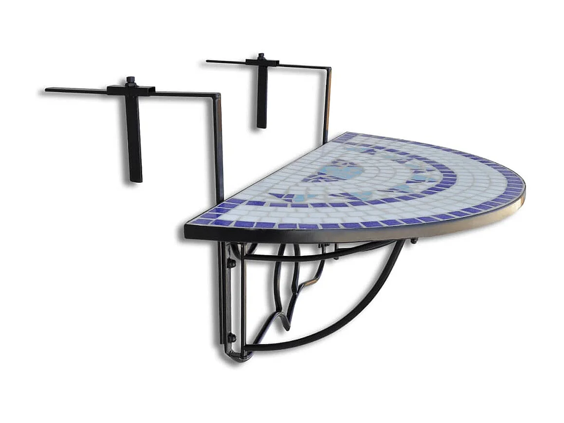 Table suspendue de balcon Bleu et blanc Mosaïque GHR71197