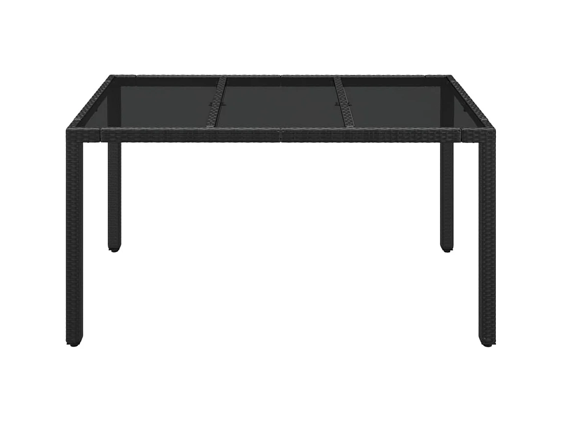 Table de jardin dessus en verre Noir 150x90x75cm Résine tressée GHR36954