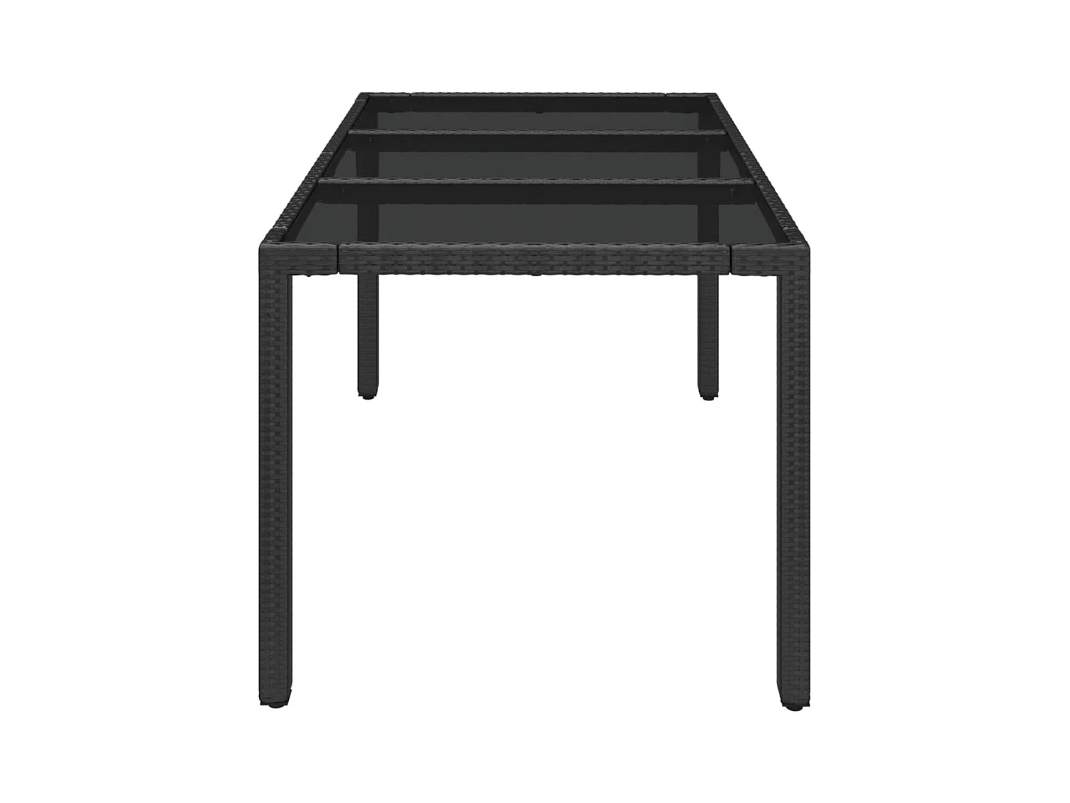 Table de jardin dessus en verre Noir 150x90x75cm Résine tressée GHR36954