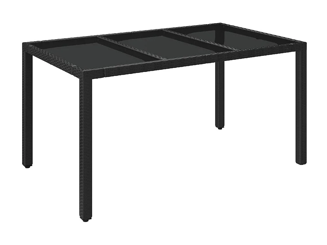 Table de jardin dessus en verre Noir 150x90x75cm Résine tressée GHR36954