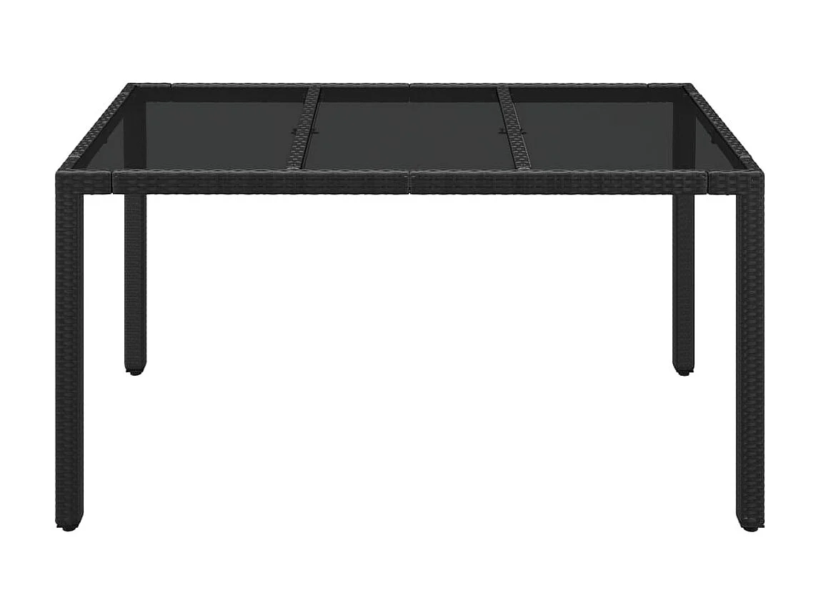 Table de jardin dessus en verre Noir 150x90x75cm Résine tressée GHR36954