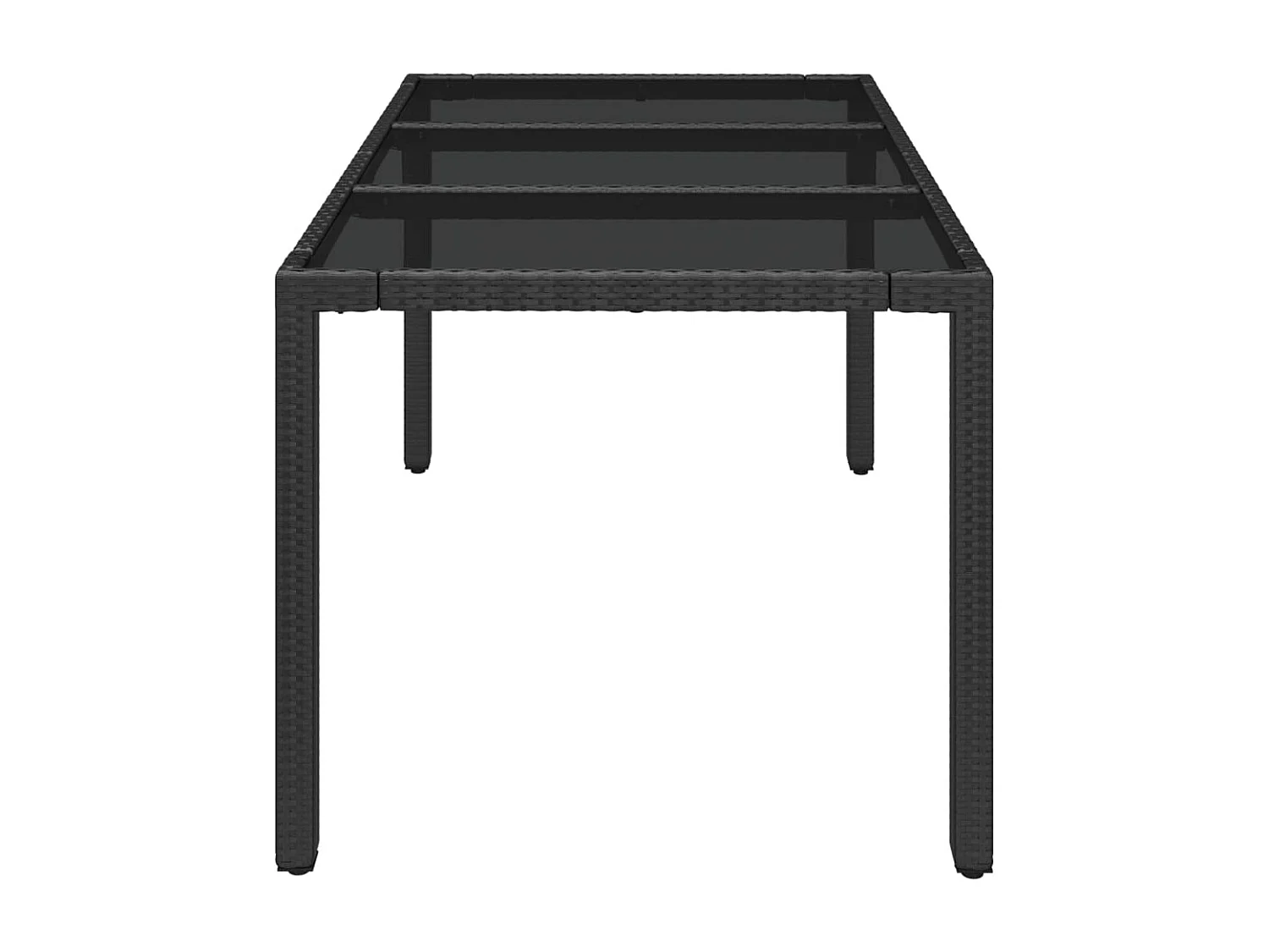 Table de jardin dessus en verre Noir 150x90x75cm Résine tressée GHR36954