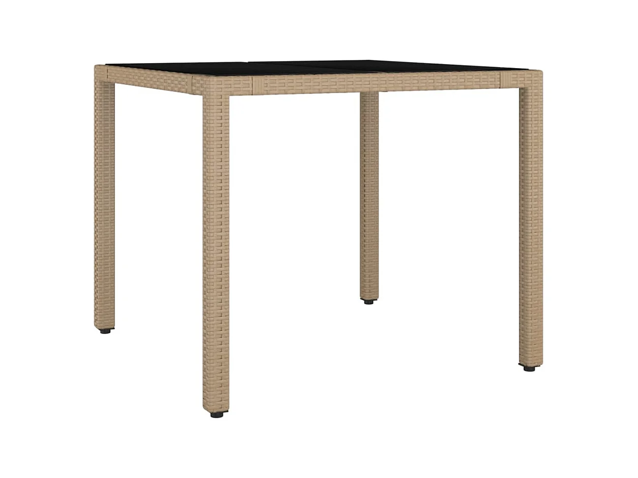 Table de jardin plateau en verre Résine tressée verre trempé GHR76147