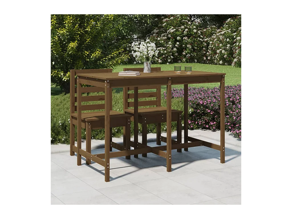 Table de jardin marron miel 159,5x82,5x110cm bois massif de pin GHR38621