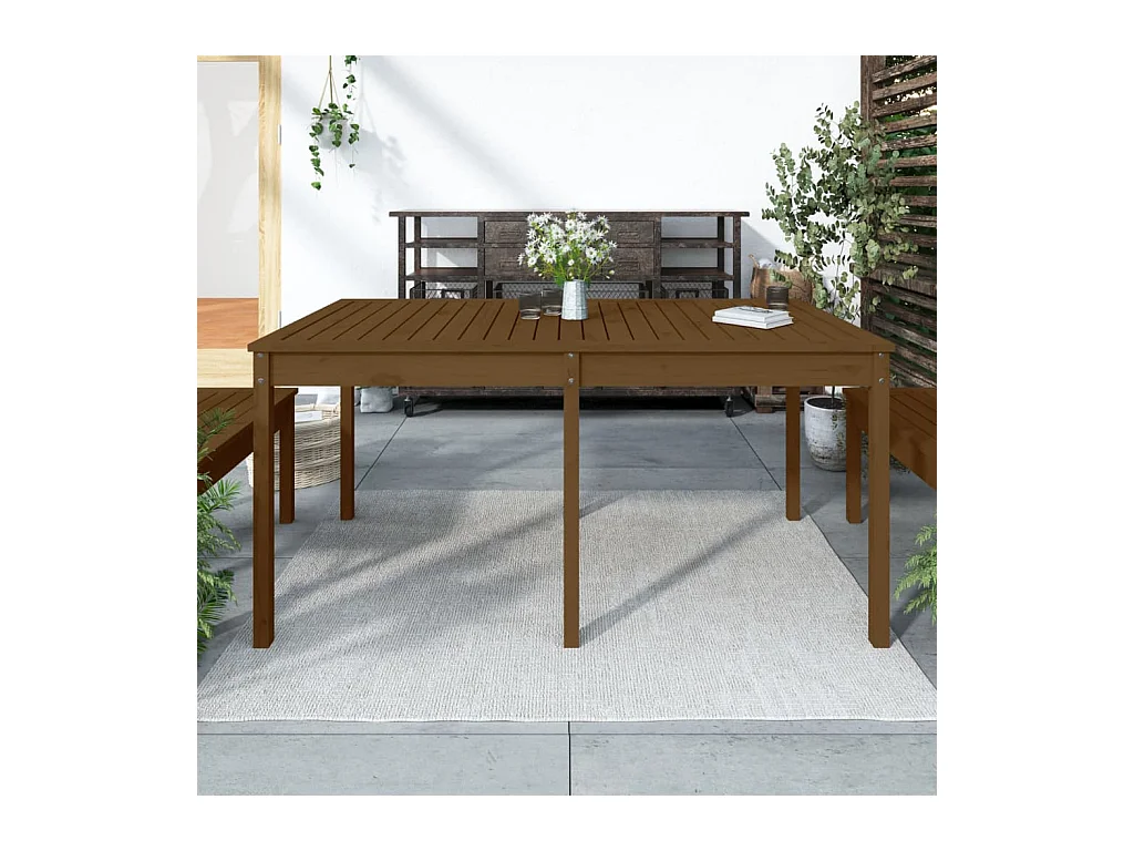 Table de jardin marron miel 159,5x82,5x76 cm bois massif de pin GHR63079