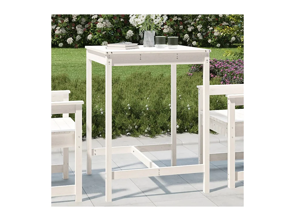 Table de jardin blanc 82,5x82,5x110 cm bois massif de pin GHR19991