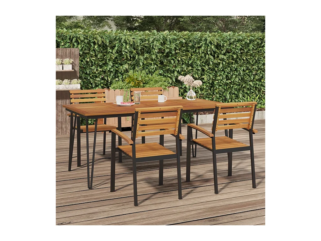 Table de jardin avec pieds épingle à cheveux 180x90x75 acacia GHR62266