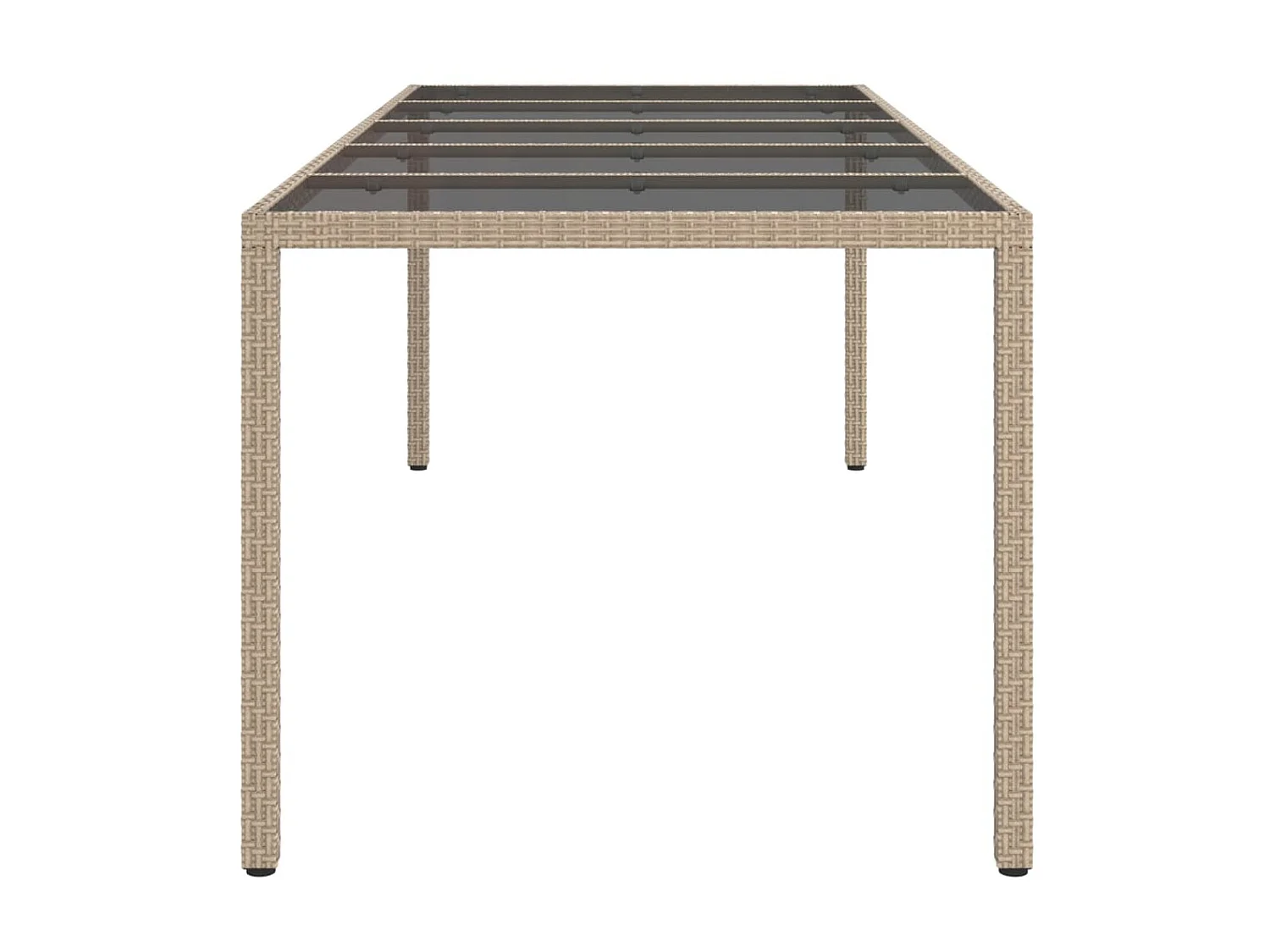 Table de jardin Beige 250x100x75 cm Verre trempé et poly rotin GHR18936