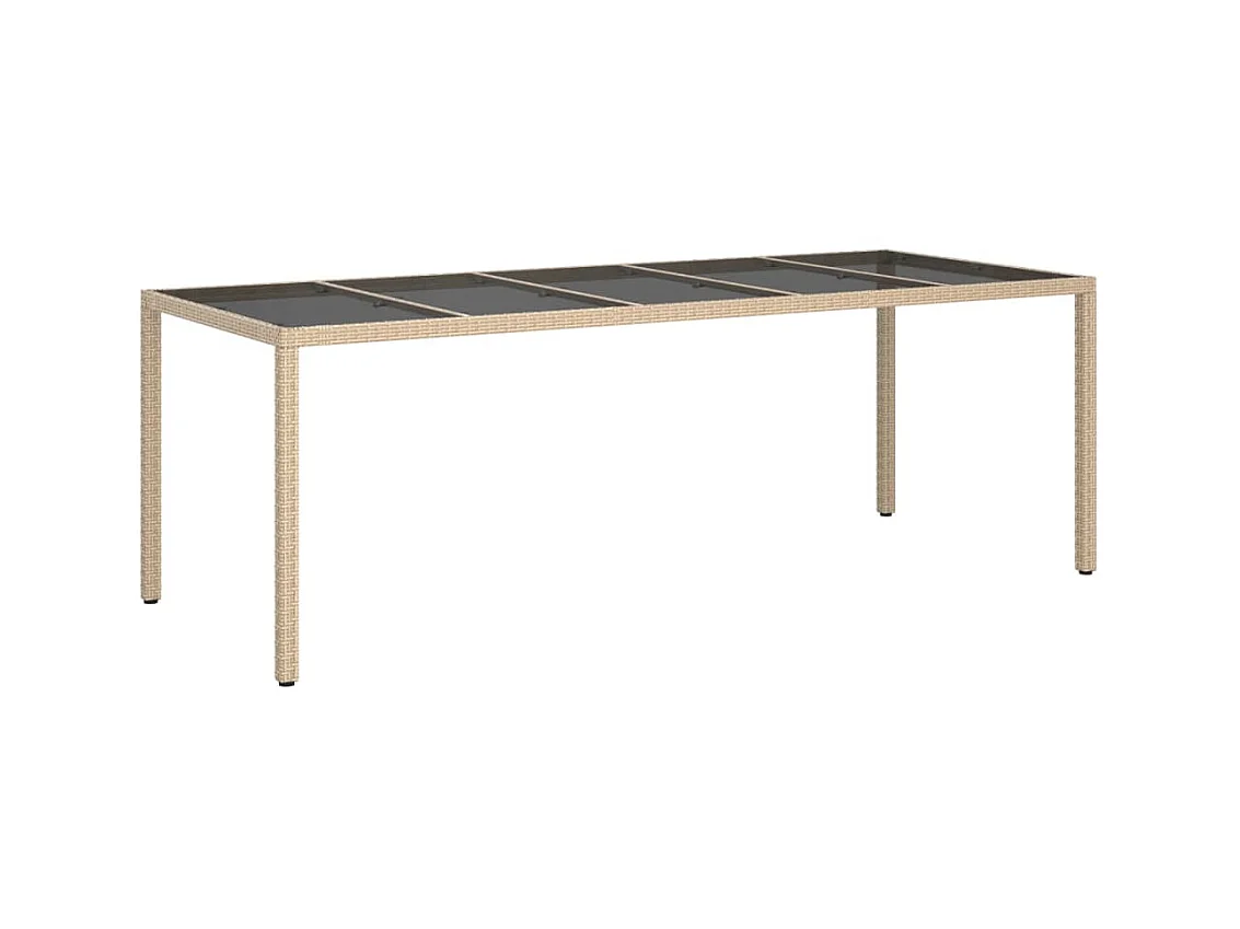 Table de jardin Beige 250x100x75 cm Verre trempé et poly rotin GHR18936