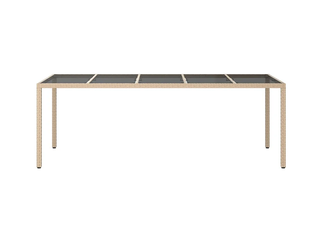 Table de jardin Beige 250x100x75 cm Verre trempé et poly rotin GHR18936