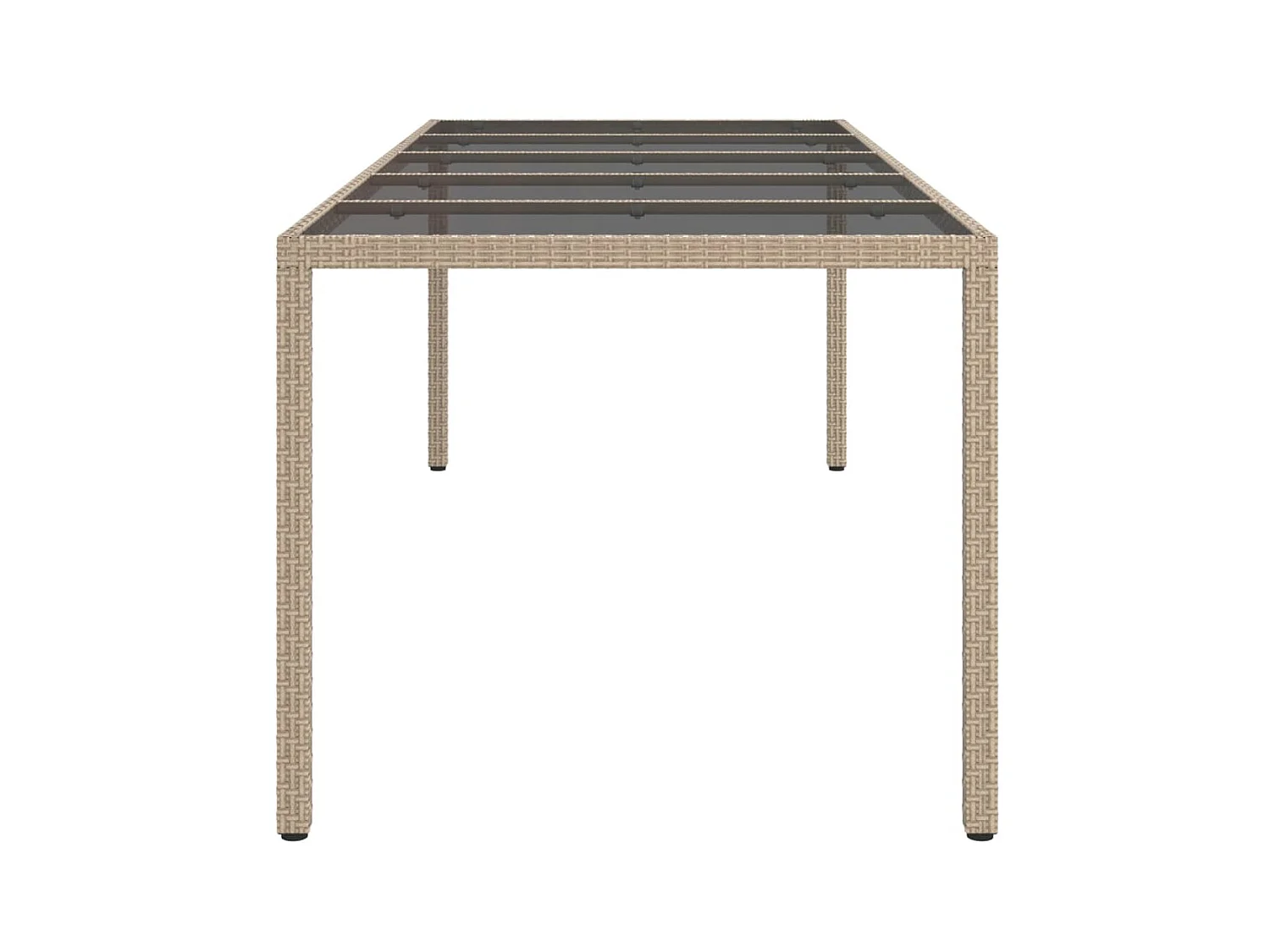 Table de jardin Beige 250x100x75 cm Verre trempé et poly rotin GHR18936