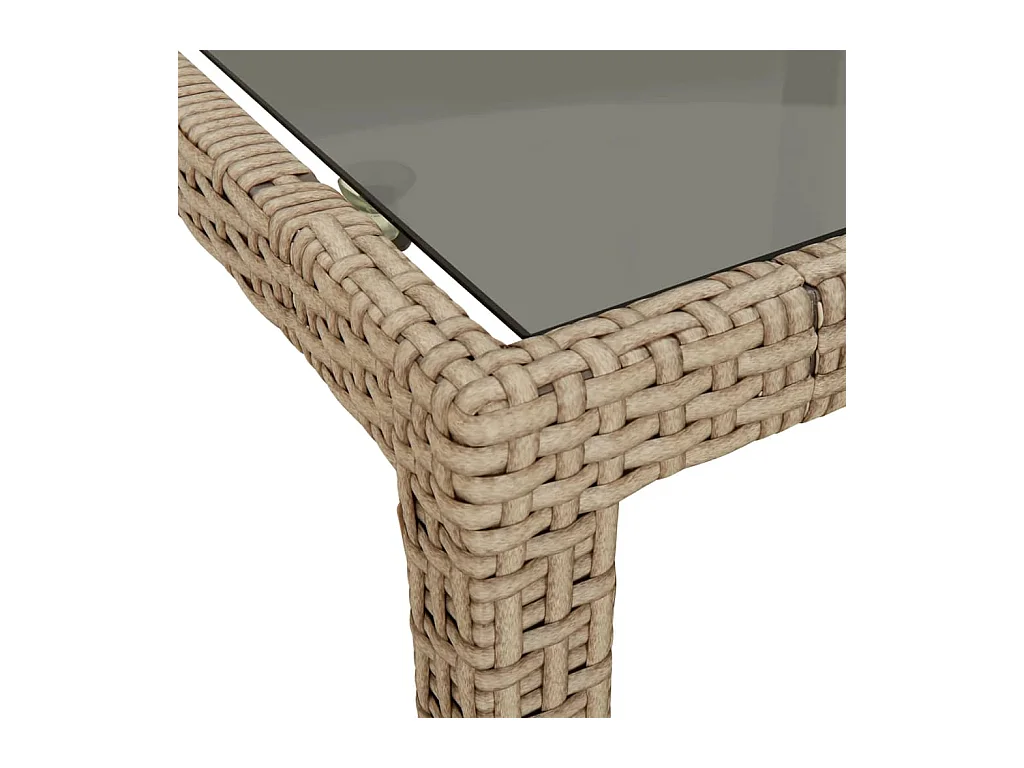 Table de jardin Beige 250x100x75 cm Verre trempé et poly rotin GHR18936