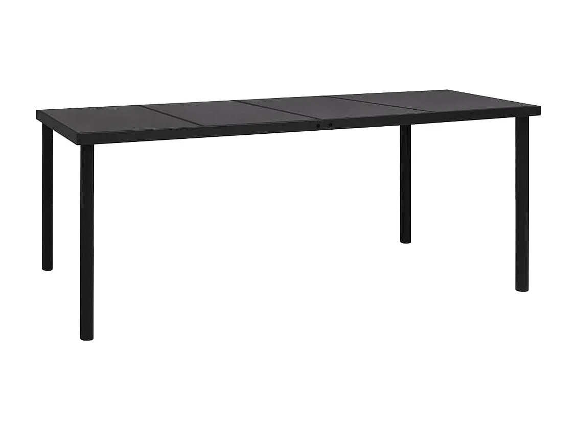 Table de jardin 190x90x74 cm Noir Acier GHR63435