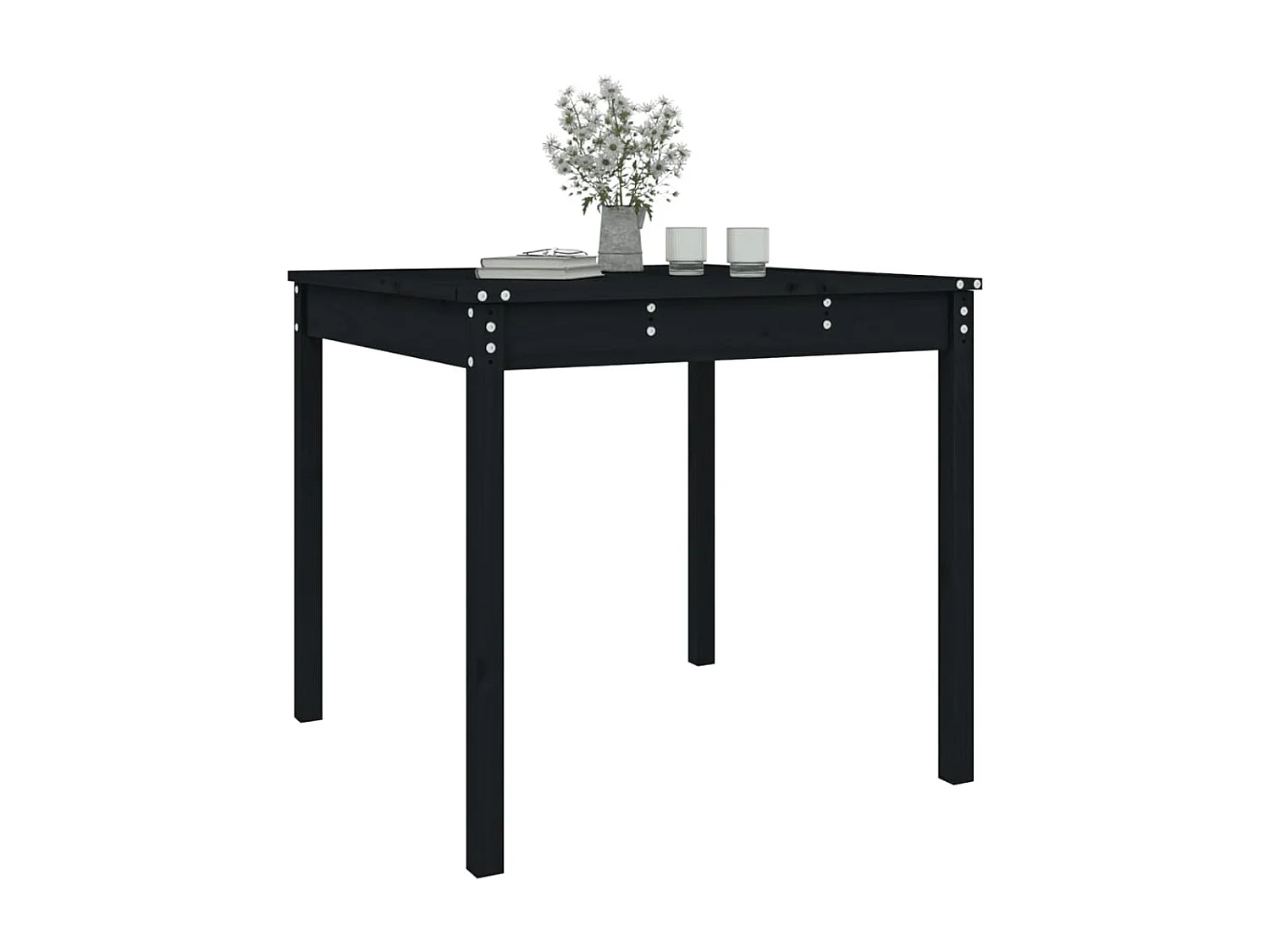 Table de jardin noir 82,5x82,5x76 cm bois massif de pin GHR74222