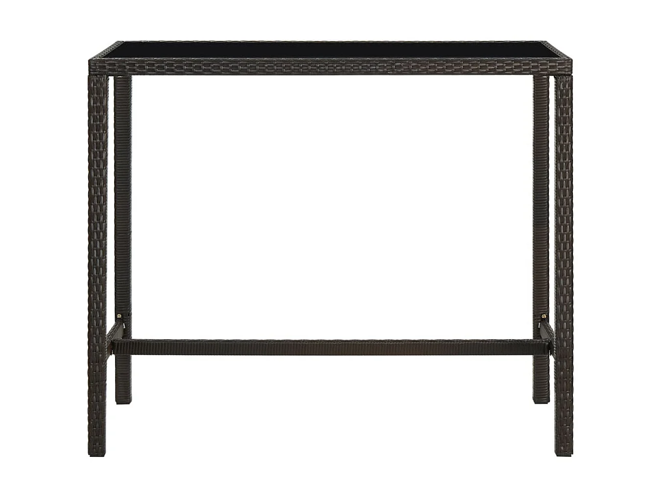 Mesa alta de jardín ratán sintético y vidrio marrón 130x60x110cm KOW39669