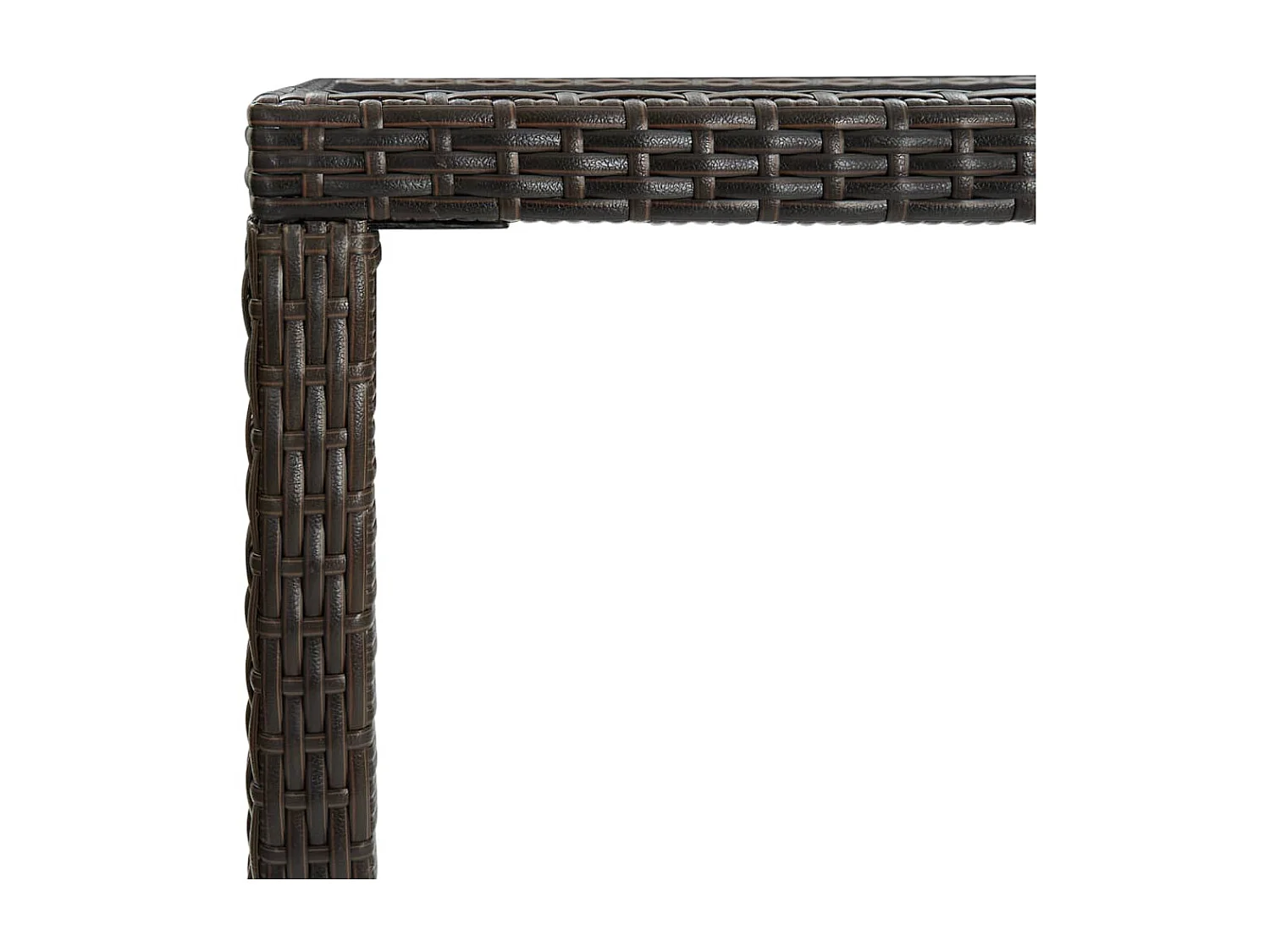 Mesa alta de jardín ratán sintético y vidrio marrón 130x60x110cm KOW39669