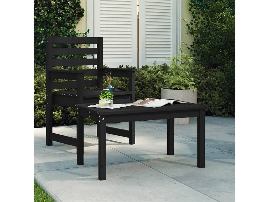 Table de jardin noir 82,5x50,5x45 cm bois massif de pin GHR81537
