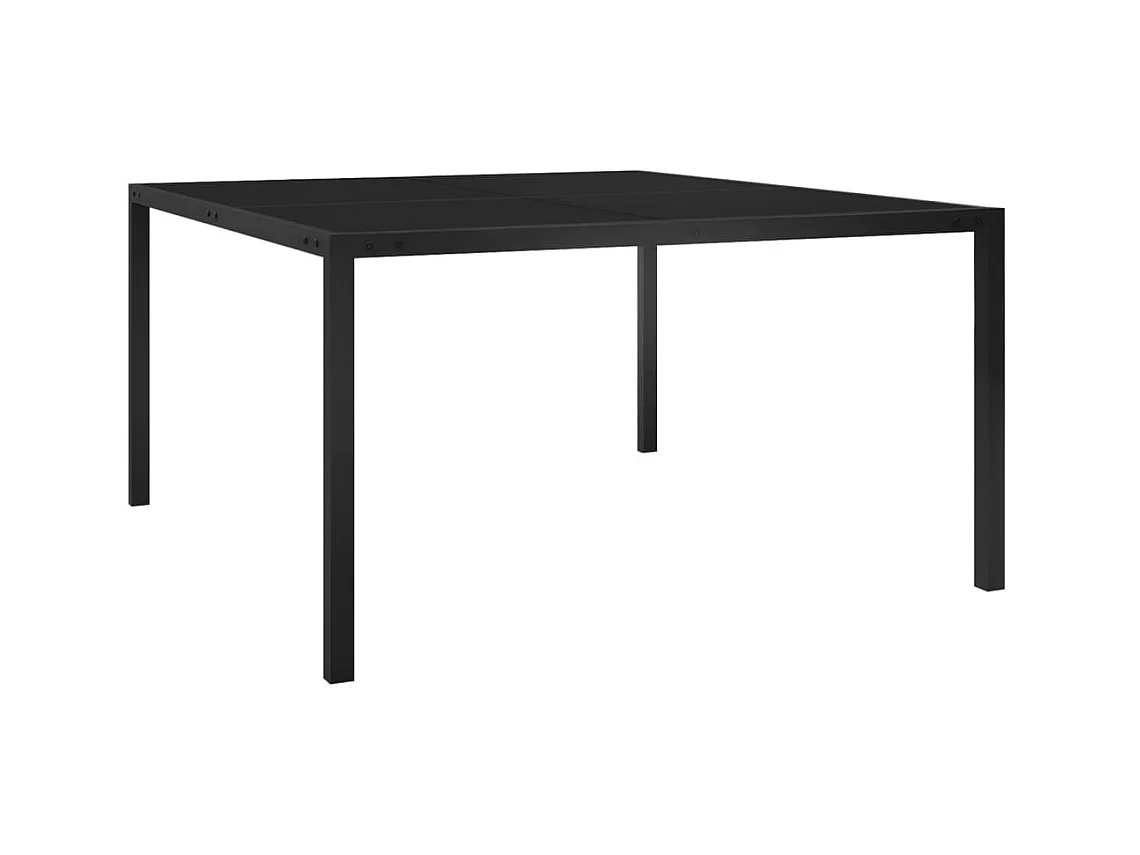 Table de jardin 130x130x72 cm Noir Acier et verre GHR11360