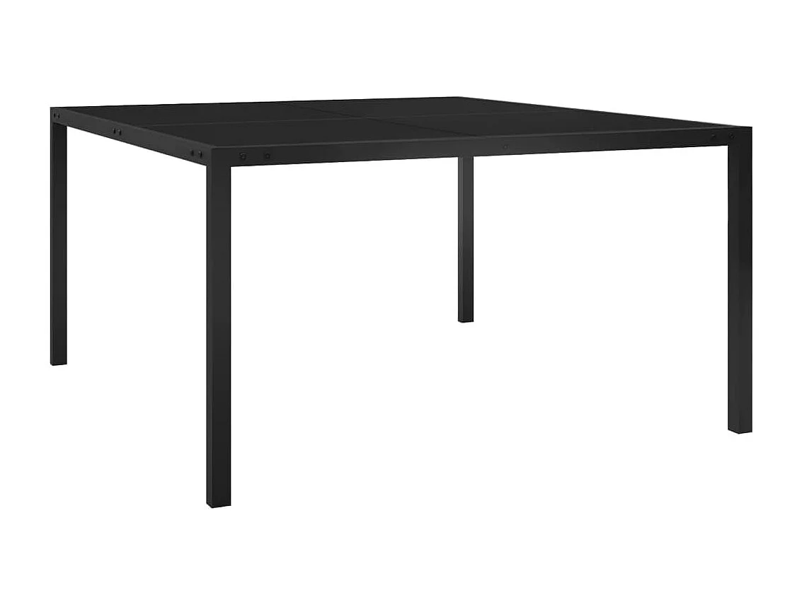 Table de jardin 130x130x72 cm Noir Acier et verre GHR11360