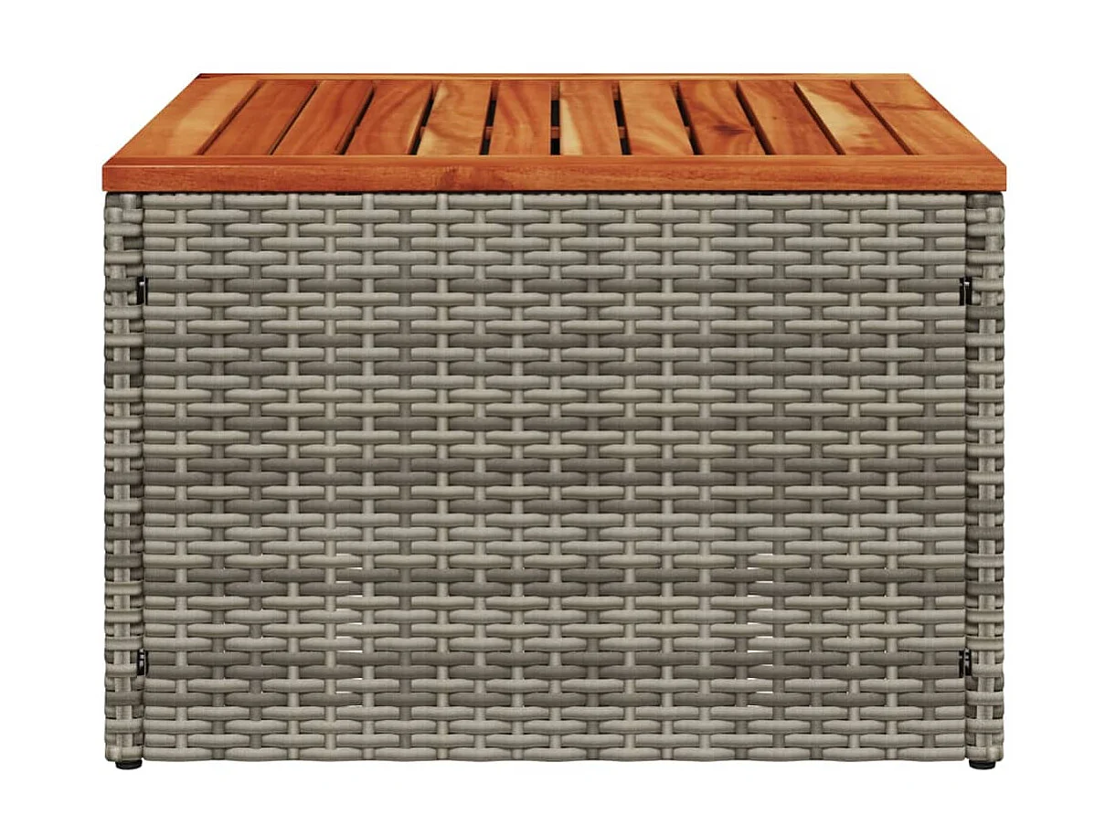 Table de jardin gris 55x55x37 cm résine tressée et bois acacia GHR92739