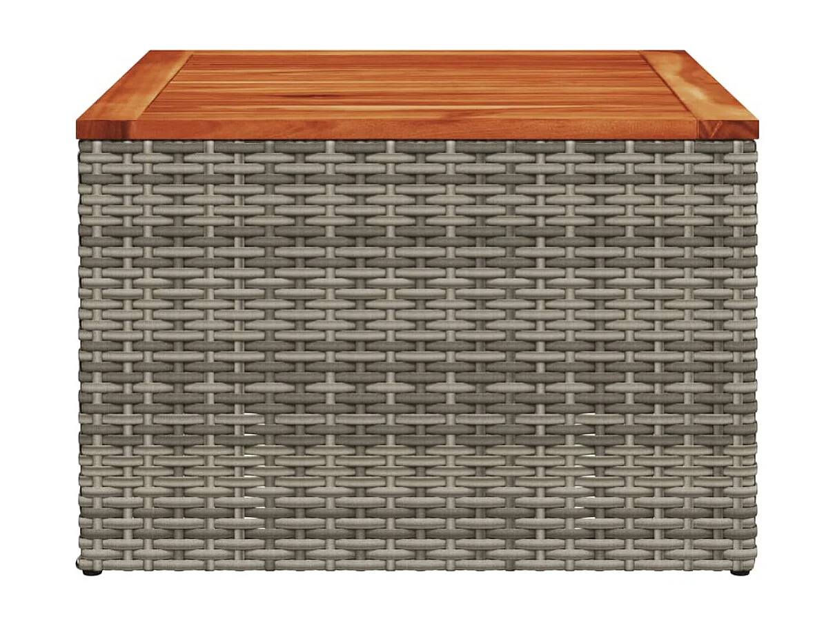 Mesa de comedor de jardín de madera de acacia y ratán PE gris 55x55x37 cm KOW67912