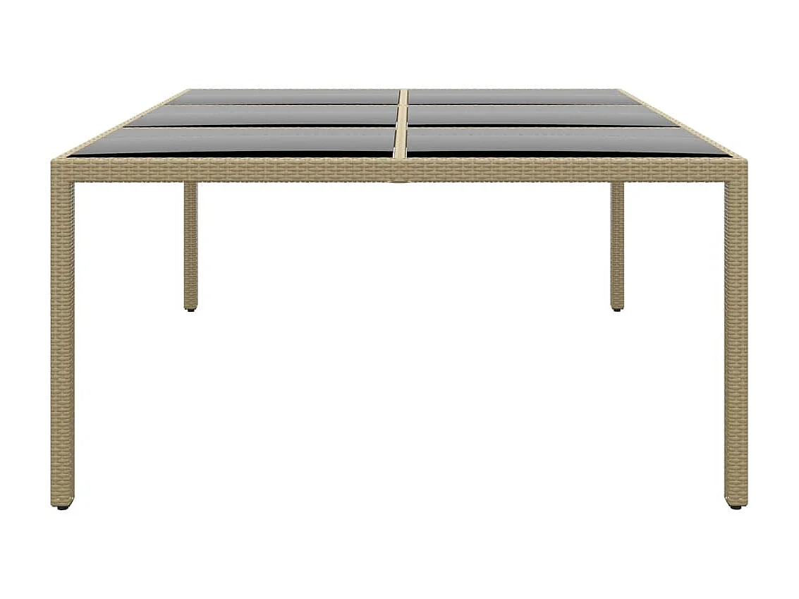 Table de jardin 200x150x75 cm Verre trempé/résine tressée Beige GHR84863