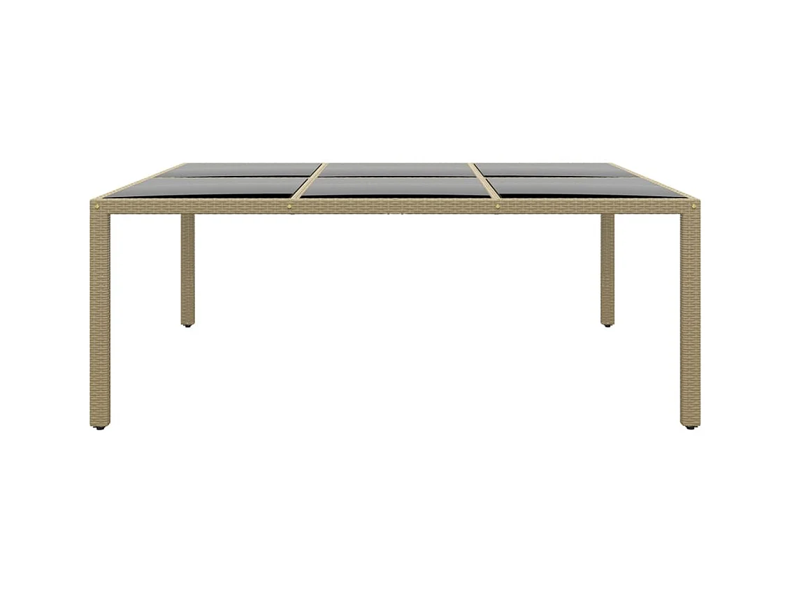 Table de jardin 200x150x75 cm Verre trempé/résine tressée Beige GHR84863