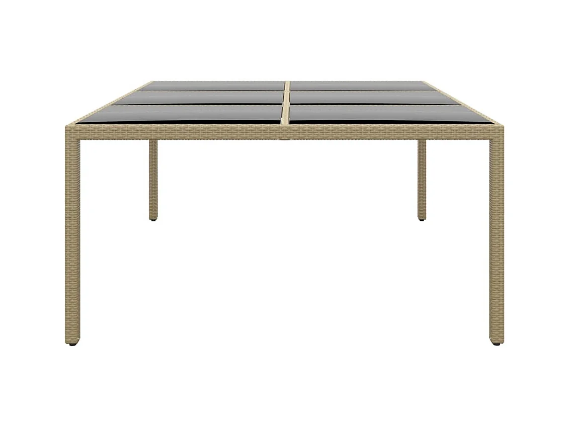 Table de jardin 200x150x75 cm Verre trempé/résine tressée Beige GHR84863