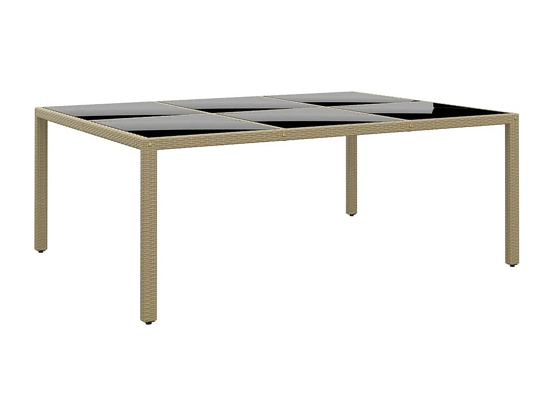 Mesa de jardim 200x150x75 cm vidro temperado e vime PE bege PT707944