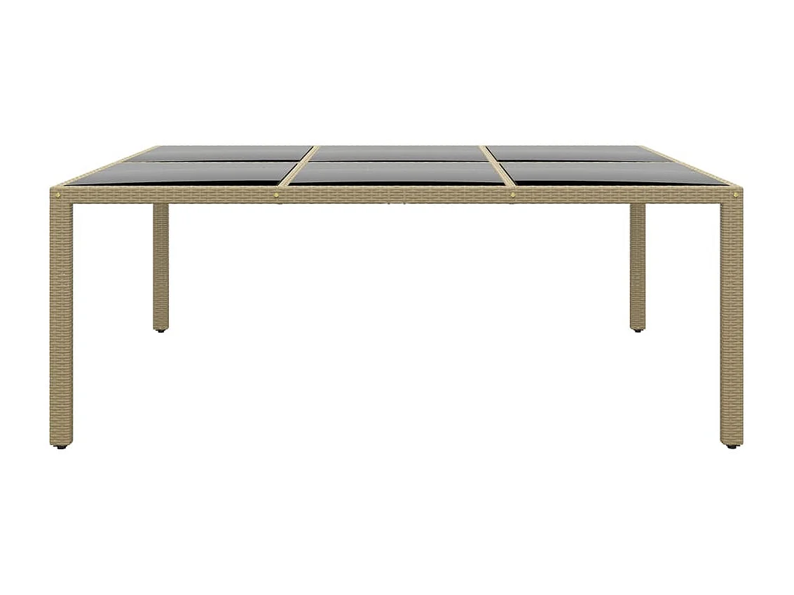 Mesa de jardim 200x150x75 cm vidro temperado e vime PE bege PT707944