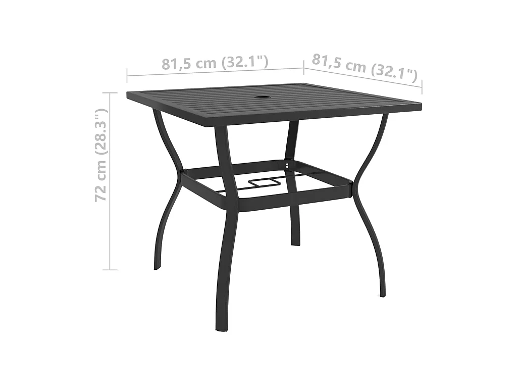 Table de jardin Anthracite 81,5x81,5x72 cm Acier GHR55664