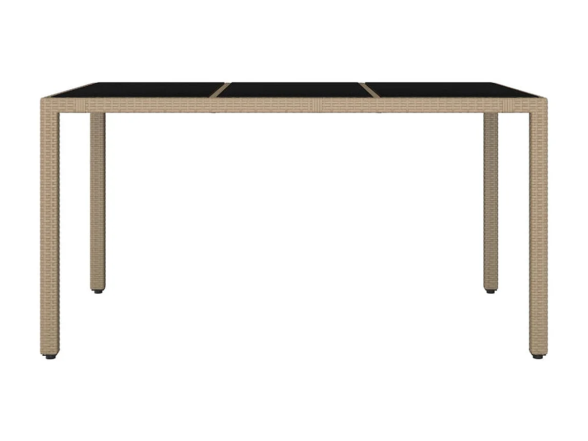 Table de jardin plateau en verre Résine tressée verre trempé GHR17125