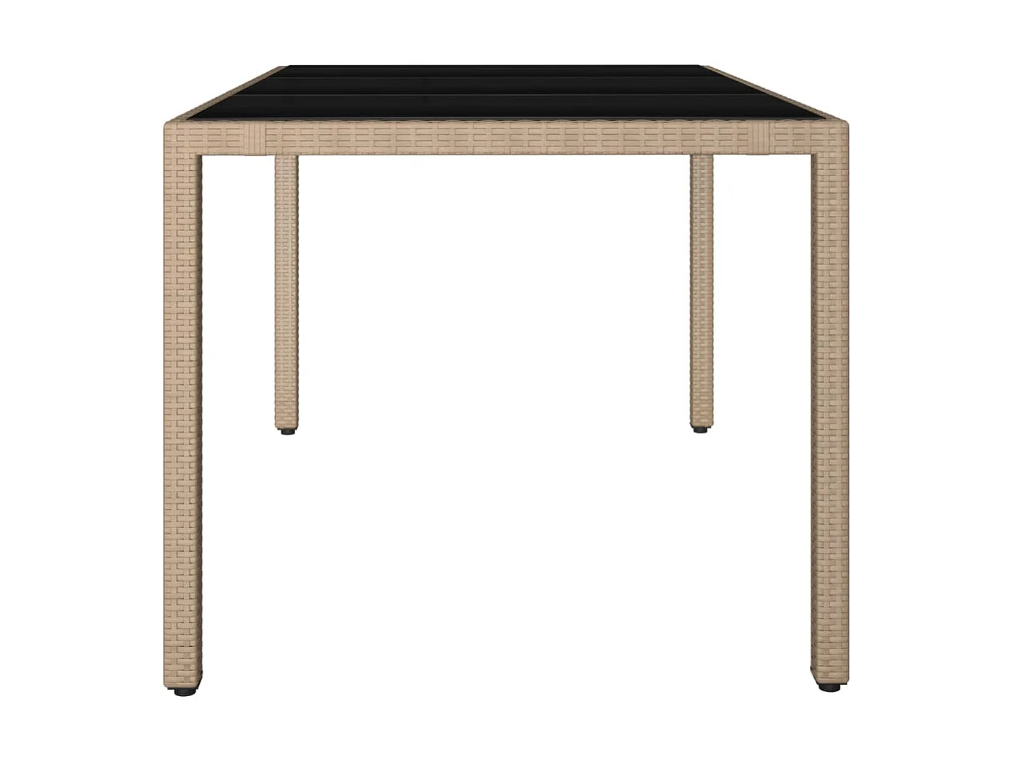 Mesa de jardim c/ tampo de vidro vime PE/vidro temperado bege PT363289