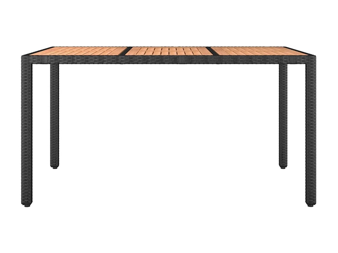 Table de jardin plateau en bois Noir Résine tressée bois massif GHR95278