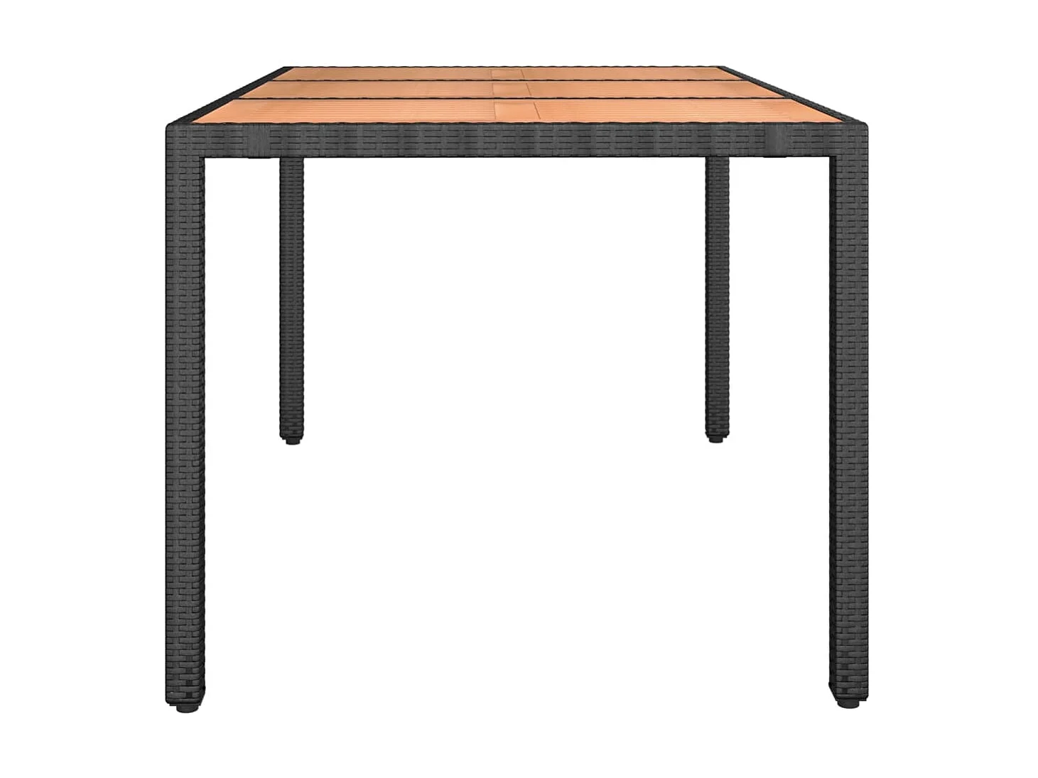 Table de jardin plateau en bois Noir Résine tressée bois massif GHR95278