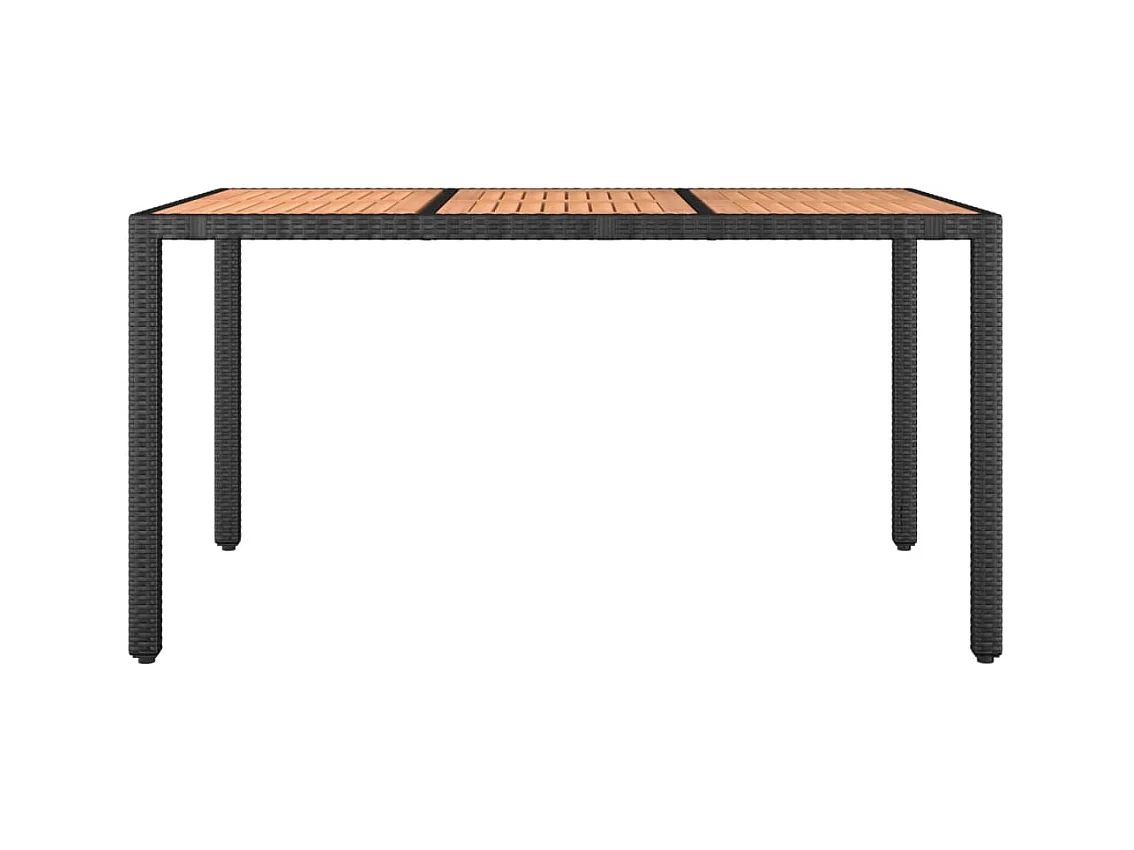 Table de jardin plateau en bois Noir Résine tressée bois massif GHR95278