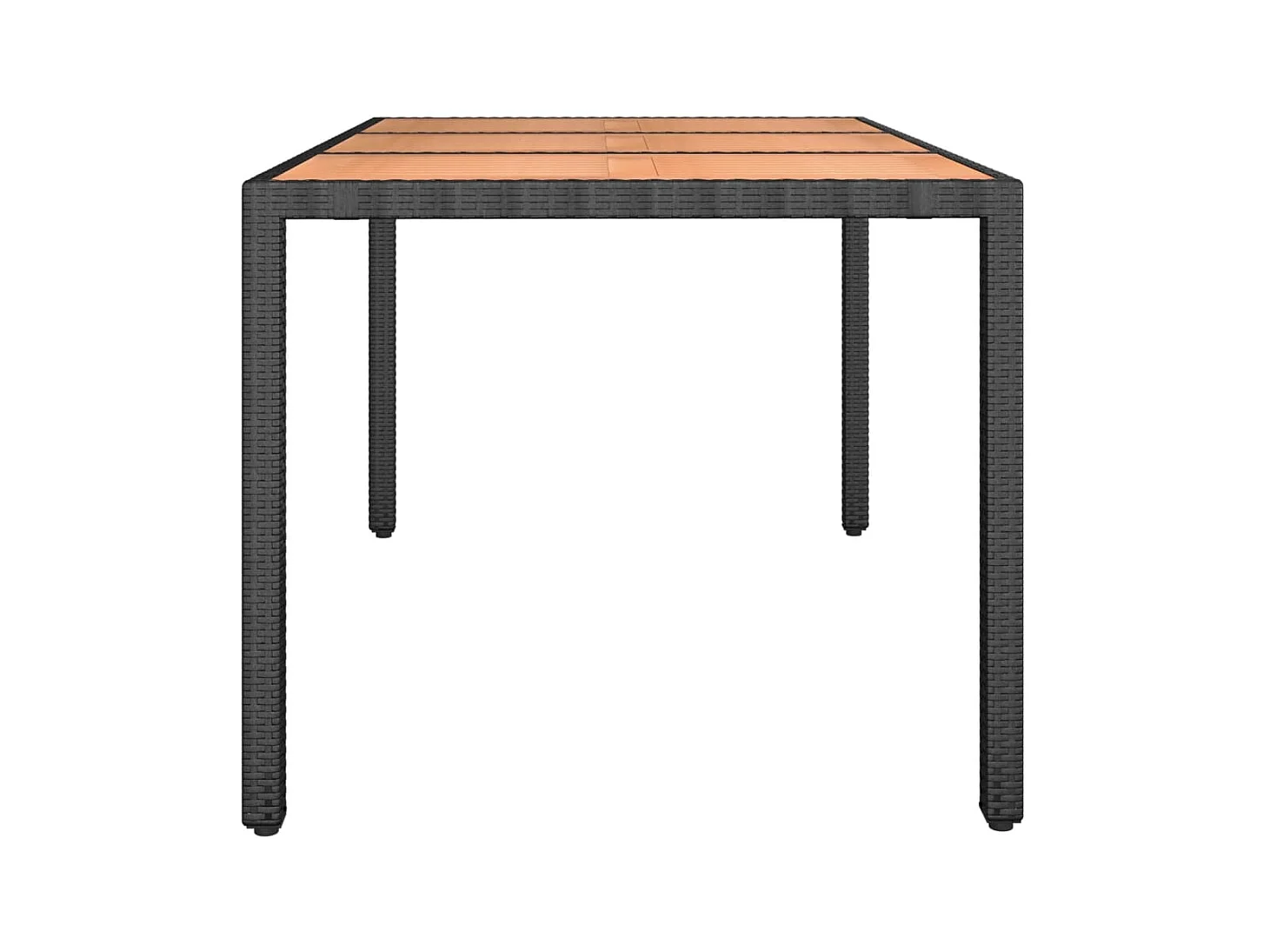 Table de jardin plateau en bois Noir Résine tressée bois massif GHR95278