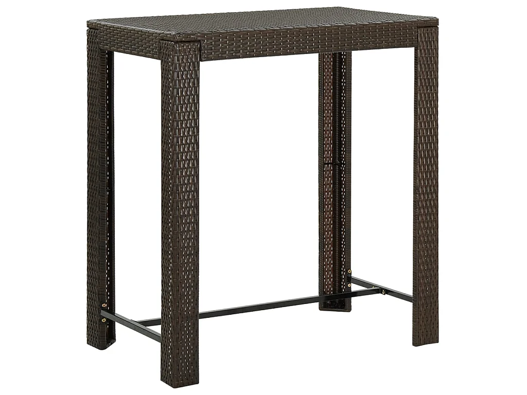 Mesa de bar para jardim 100x60,5x110,5 cm vime PE castanho PT930609