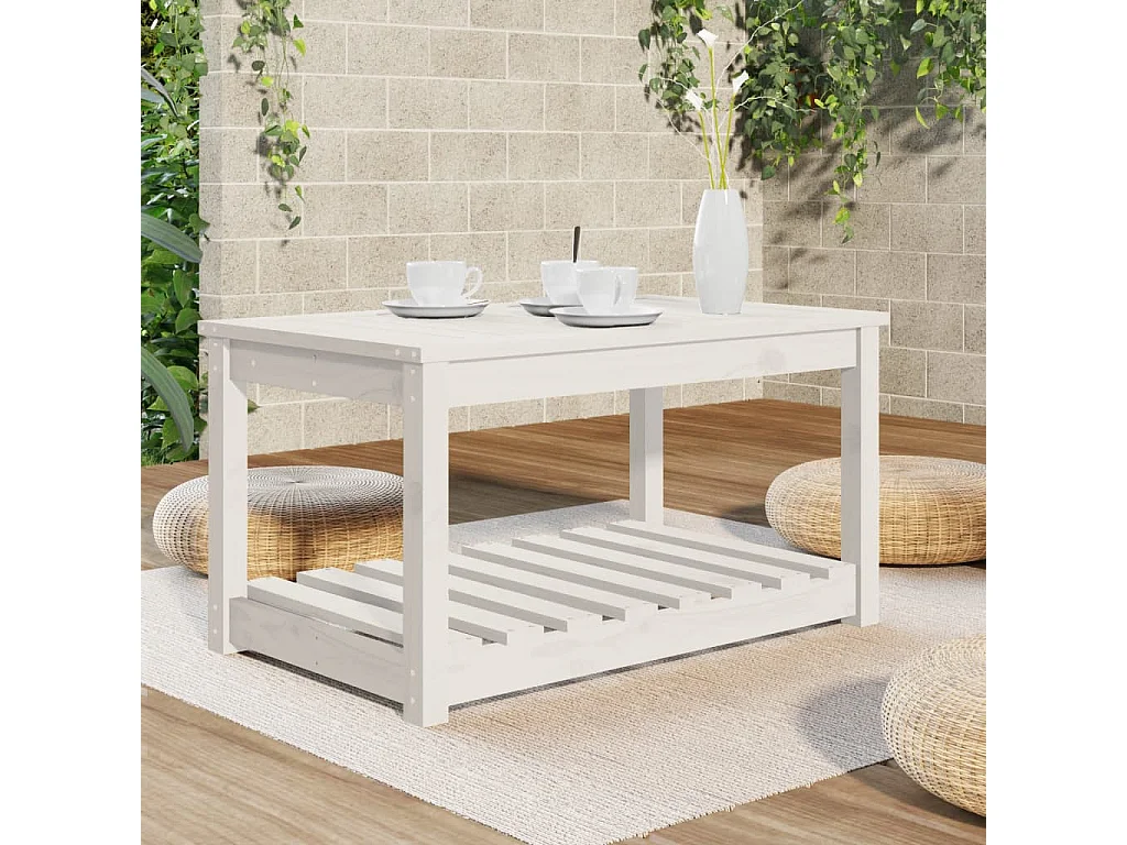 Table de jardin blanc 82,5x50,5x45 cm bois massif de pin GHR51789