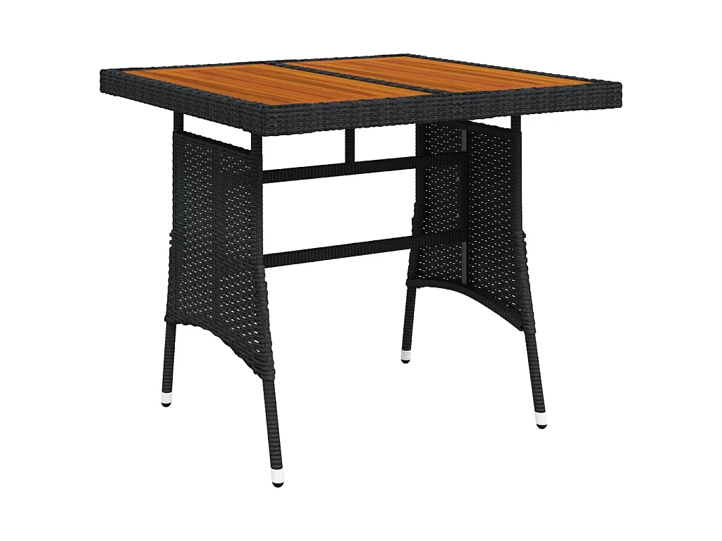 Table de jardin Noir 70x70x72 cm Résine tressée et acacia GHR62410