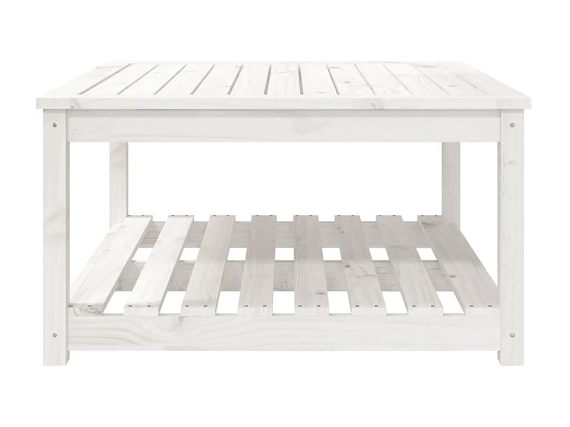 Table de jardin blanc 82,5x82,5x45 cm bois massif de pin GHR43377