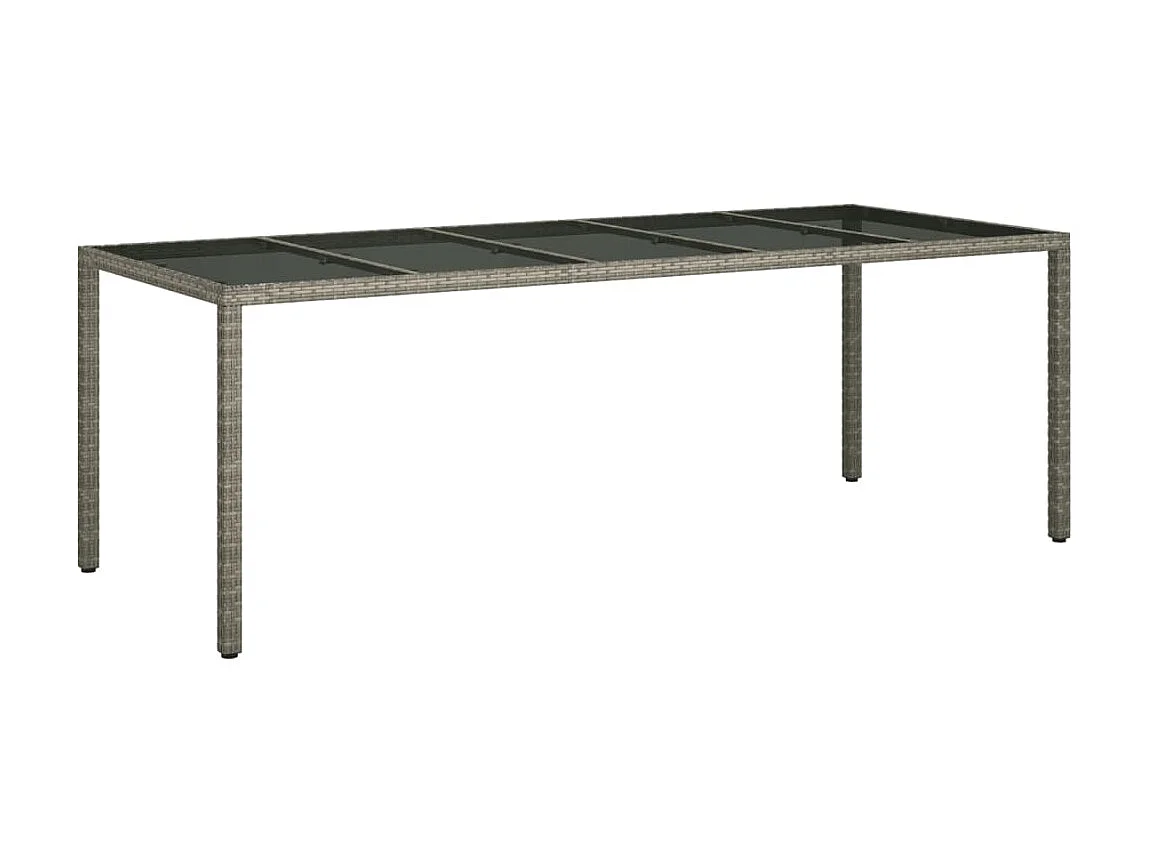 Table de jardin Gris 250x100x75 cm Verre trempé et poly rotin GHR31196