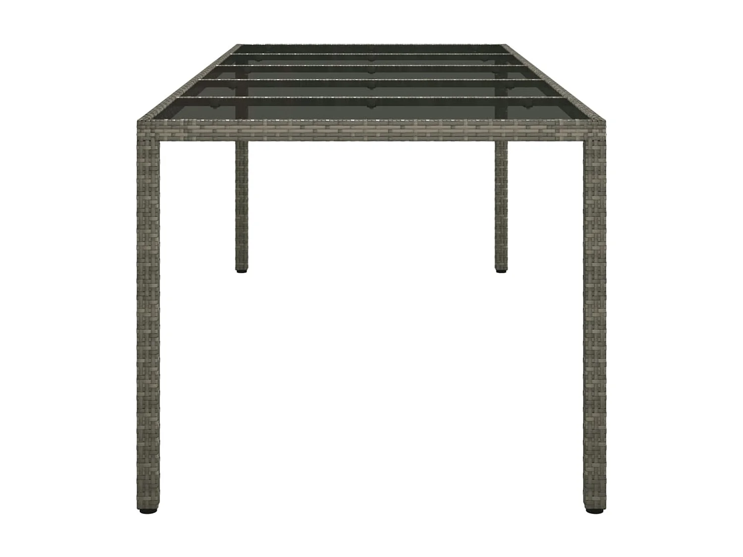 Table de jardin Gris 250x100x75 cm Verre trempé et poly rotin GHR31196