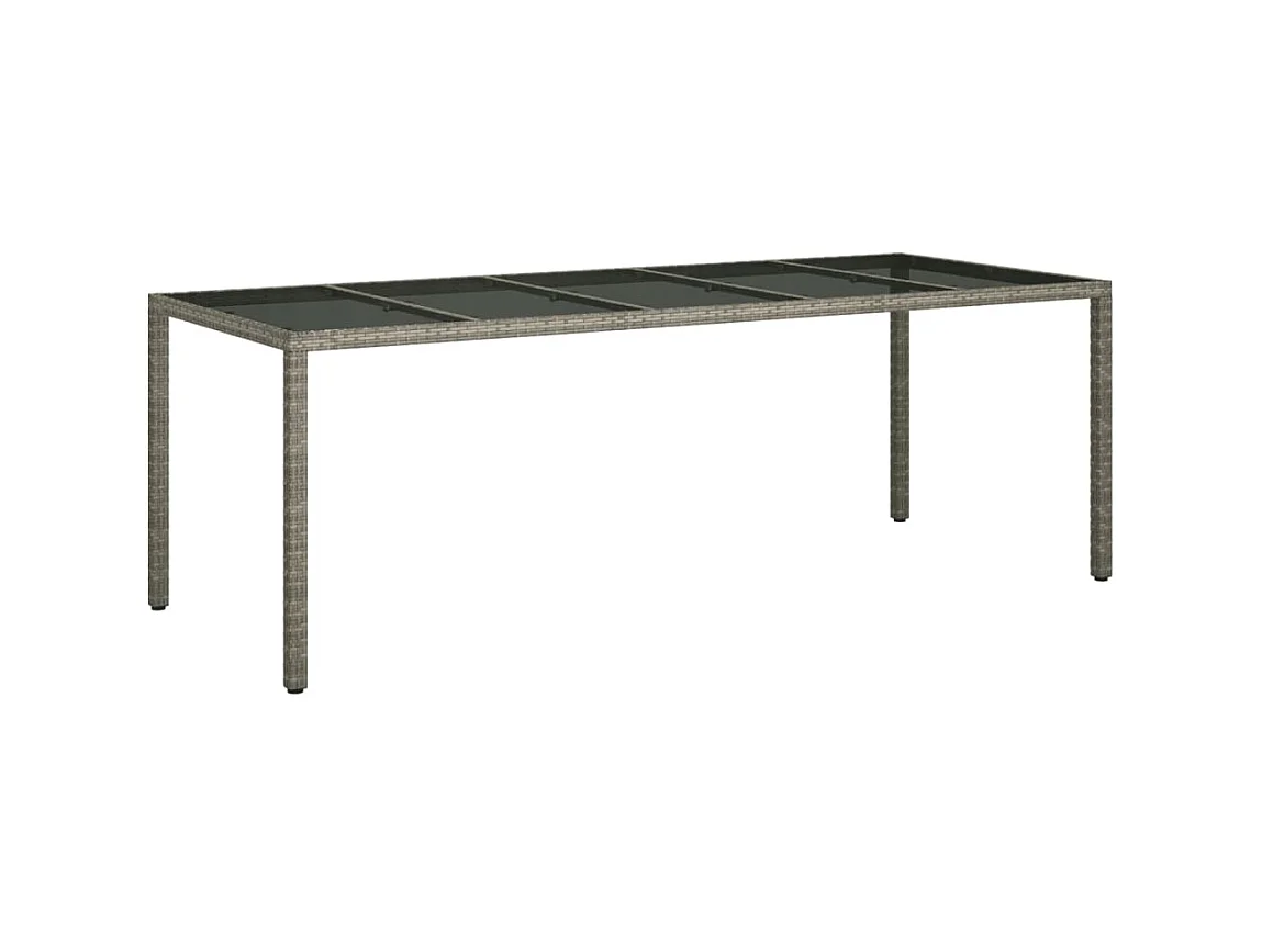 Table de jardin Gris 250x100x75 cm Verre trempé et poly rotin GHR31196