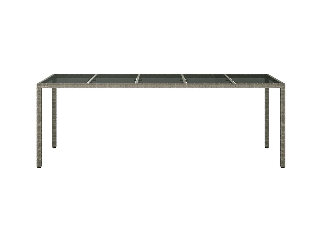 Table de jardin Gris 250x100x75 cm Verre trempé et poly rotin GHR31196