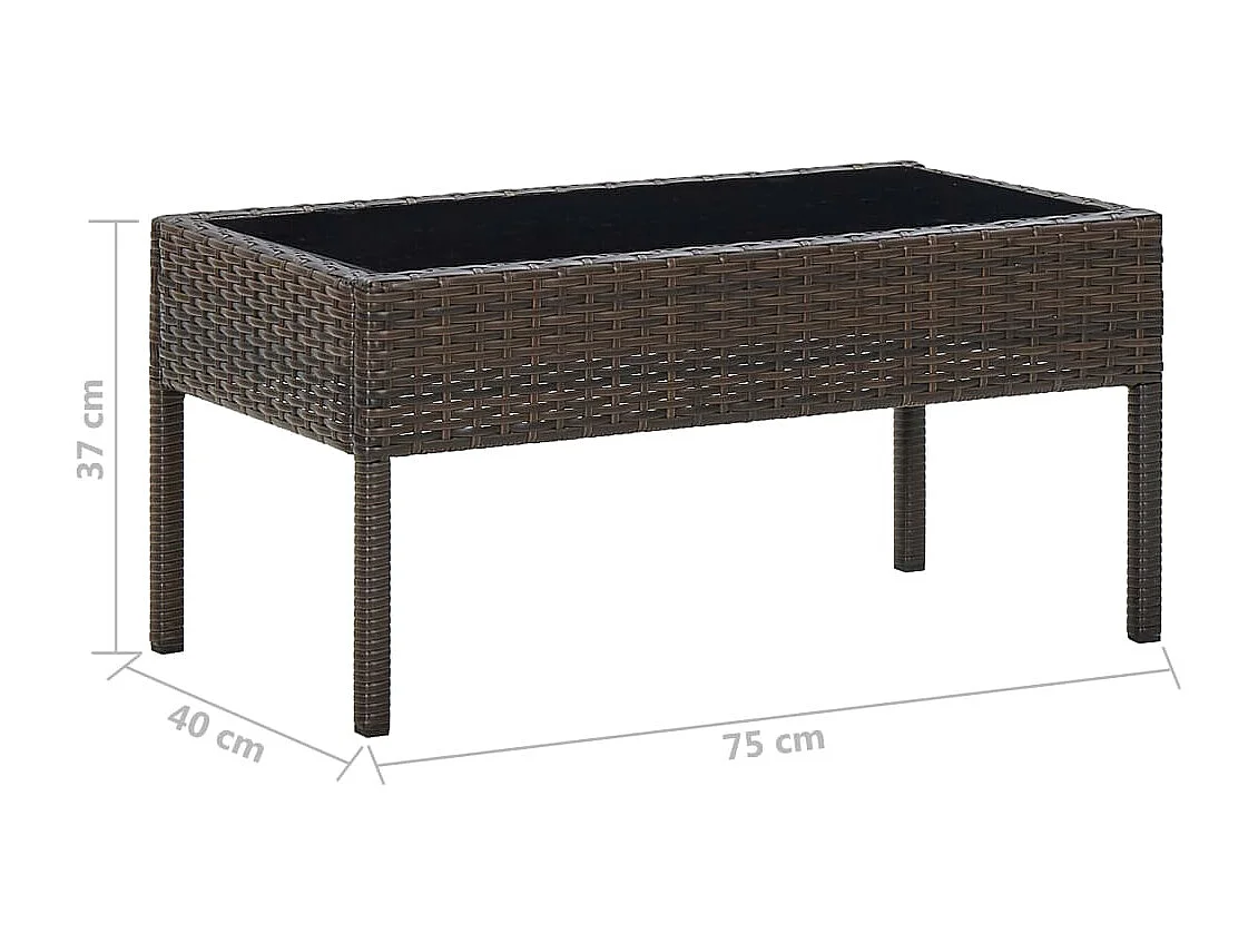 Table de jardin Marron 75x40x37 cm Résine tressée GHR26948