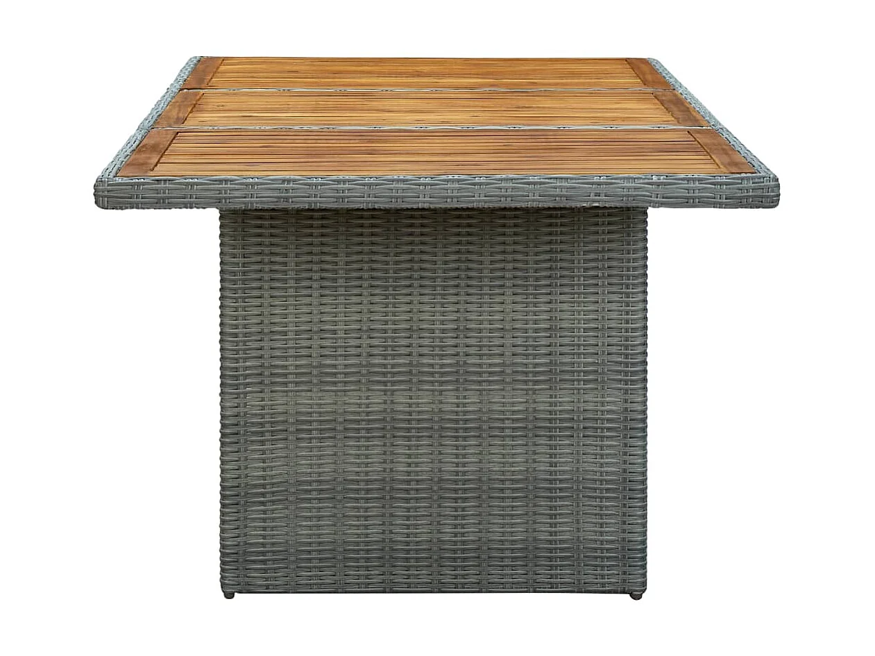 Table de jardin Gris clair Résine tressée et bois d'acacia GHR47245